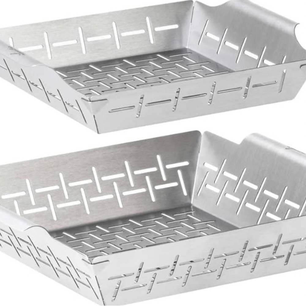 Lagostina 2-Piece Stainless Steel BBQ Basket Set, Heavy Duty Stainless Steel